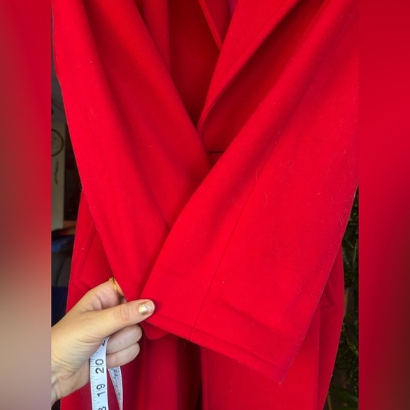 EDWARD CHAPMAN Cashmere Virgin Wool Stunning Red Long Coat S10 Like New W/ Belt - Picture 10 of 16
